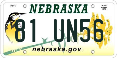NE license plate 81UN56