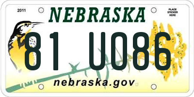 NE license plate 81UO86