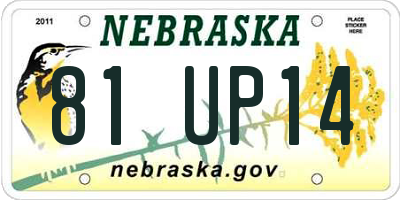 NE license plate 81UP14