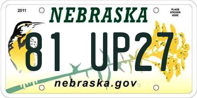 NE license plate 81UP27