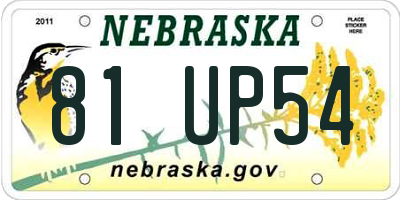 NE license plate 81UP54