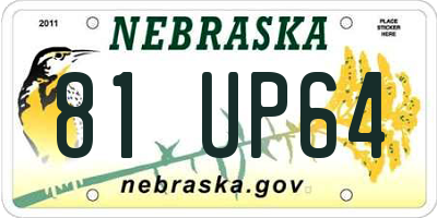 NE license plate 81UP64
