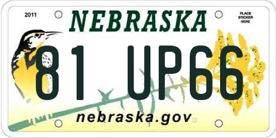 NE license plate 81UP66