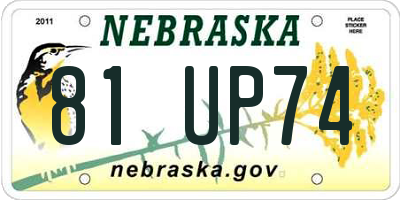 NE license plate 81UP74