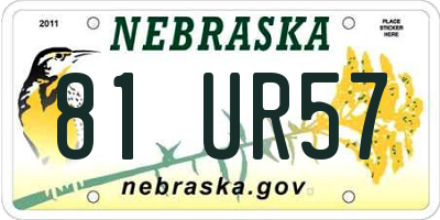 NE license plate 81UR57