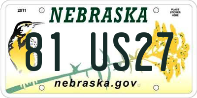 NE license plate 81US27