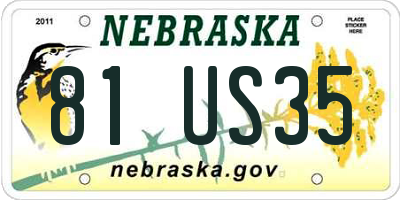 NE license plate 81US35