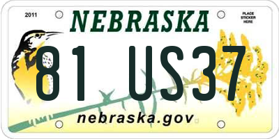 NE license plate 81US37