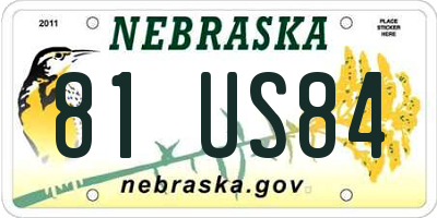 NE license plate 81US84