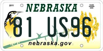 NE license plate 81US96