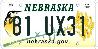 NE license plate 81UX31