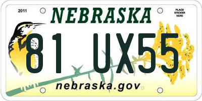 NE license plate 81UX55