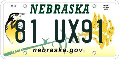 NE license plate 81UX91