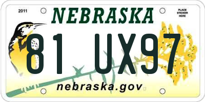 NE license plate 81UX97