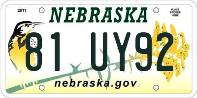 NE license plate 81UY92