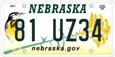 NE license plate 81UZ34