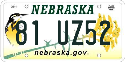 NE license plate 81UZ52