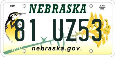 NE license plate 81UZ53