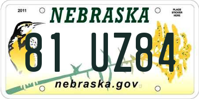 NE license plate 81UZ84