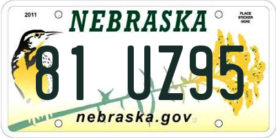NE license plate 81UZ95