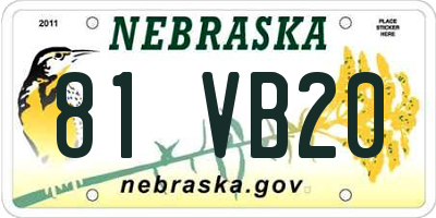 NE license plate 81VB20