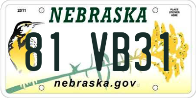 NE license plate 81VB31