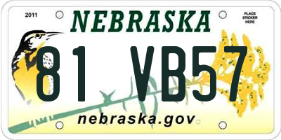 NE license plate 81VB57