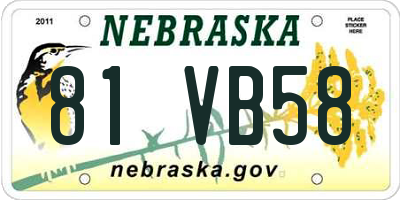NE license plate 81VB58