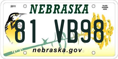 NE license plate 81VB98