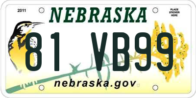 NE license plate 81VB99