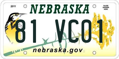 NE license plate 81VC01