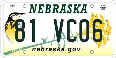 NE license plate 81VC06