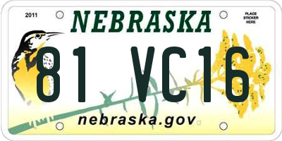 NE license plate 81VC16