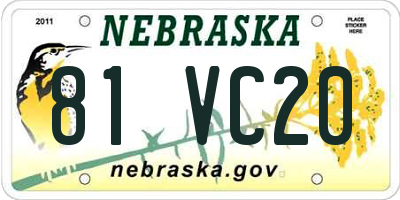 NE license plate 81VC20