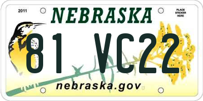 NE license plate 81VC22