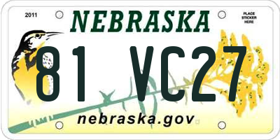 NE license plate 81VC27