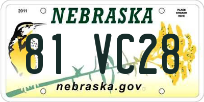 NE license plate 81VC28