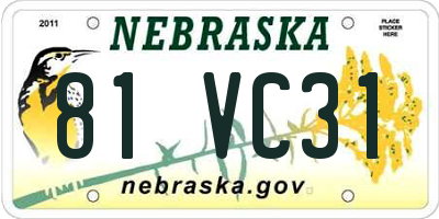 NE license plate 81VC31