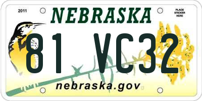 NE license plate 81VC32