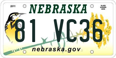 NE license plate 81VC36