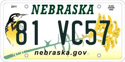 NE license plate 81VC57