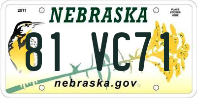 NE license plate 81VC71