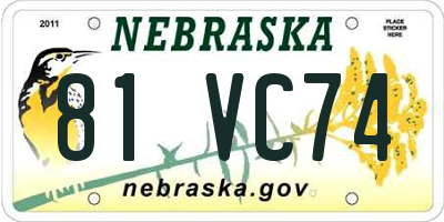 NE license plate 81VC74