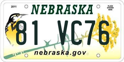 NE license plate 81VC76