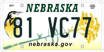NE license plate 81VC77