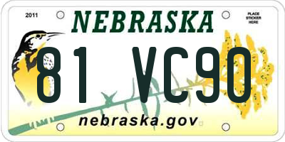 NE license plate 81VC90