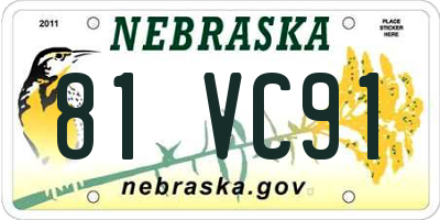 NE license plate 81VC91