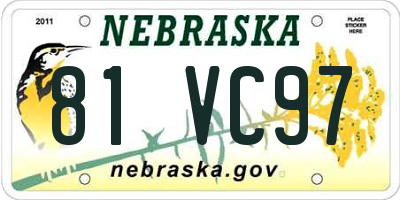 NE license plate 81VC97