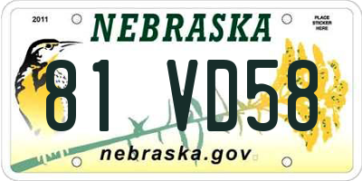 NE license plate 81VD58