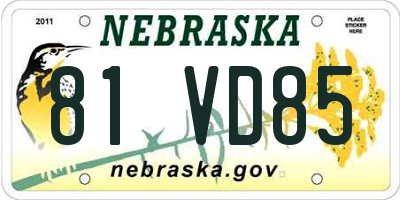 NE license plate 81VD85